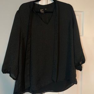 Black satin cheetah print blouse